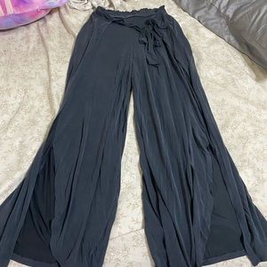 urban navy blue flowy open beach pants